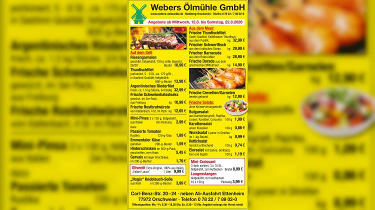 Grillen, Fisch und Feinkost: Neue Angebote bei der Webers &Ouml;lm&uuml;hle in Orschweier