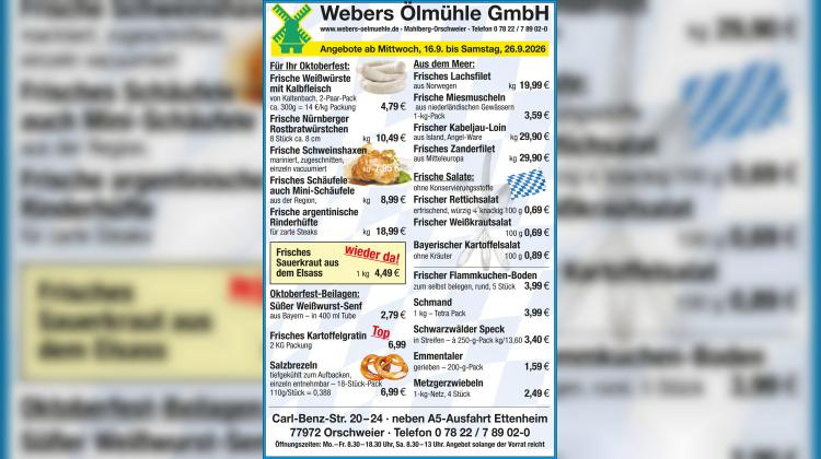 O'zapft is bei der Webers &Ouml;lm&uuml;hle: Oktoberfest-Angebote bis 26. September
