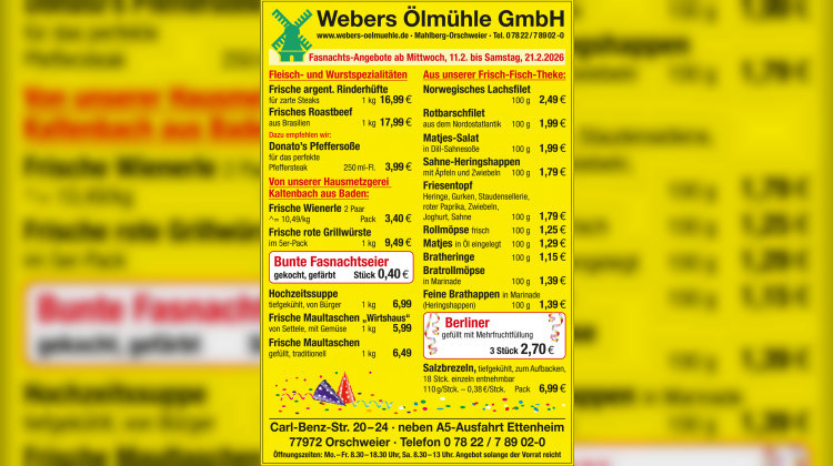 Neue Wochenangebote bei Webers &Ouml;lm&uuml;hle &ndash; g&uuml;ltig ab 11.02. bis 21.02.2026